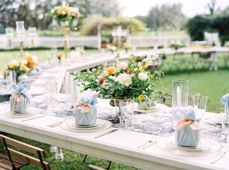 Sophisticated Yellow & Pale Blue Wedding Inspiration via TheELD.com