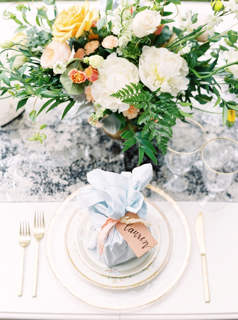 Sophisticated Yellow & Pale Blue Wedding Inspiration via TheELD.com