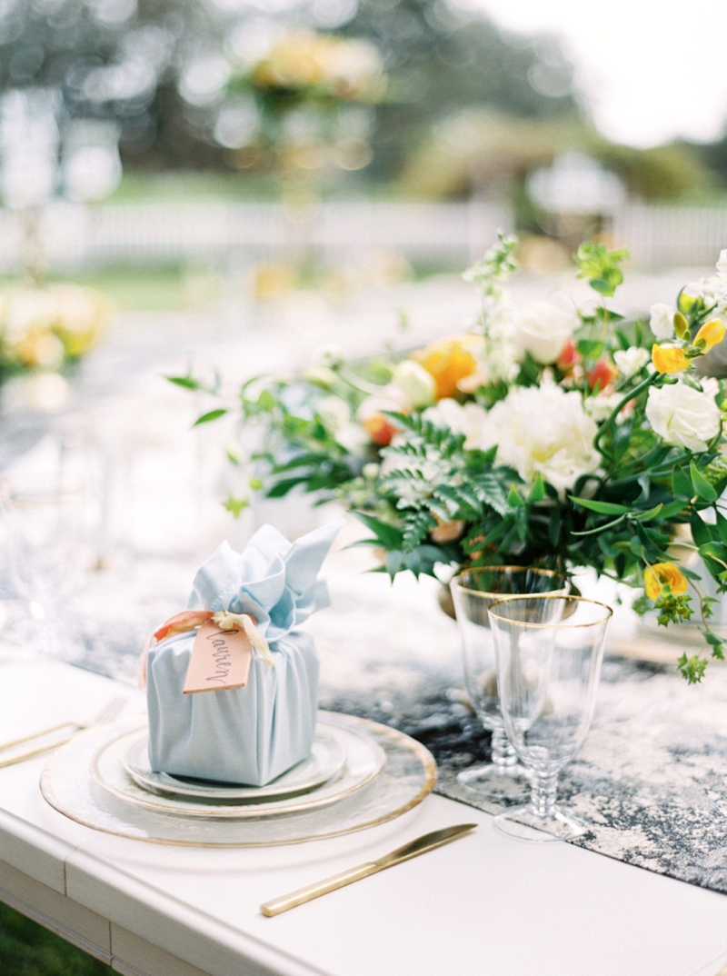 Sophisticated Yellow & Pale Blue Wedding Inspiration via TheELD.com