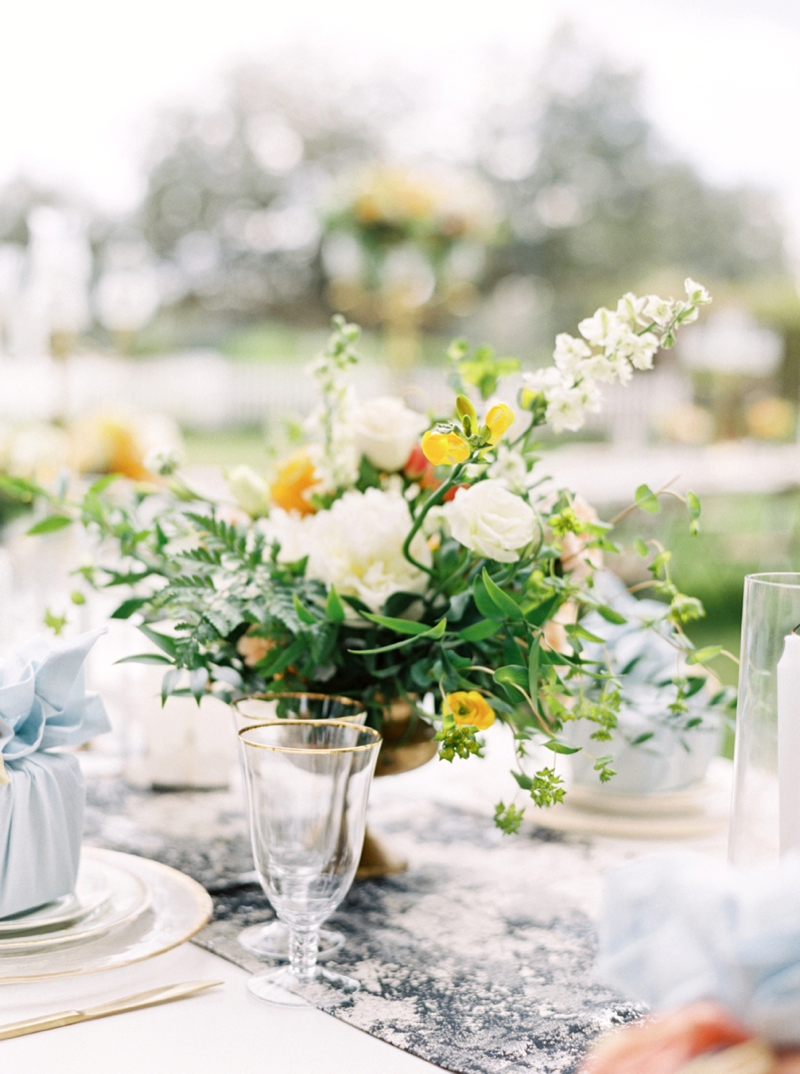 Sophisticated Yellow & Pale Blue Wedding Inspiration via TheELD.com