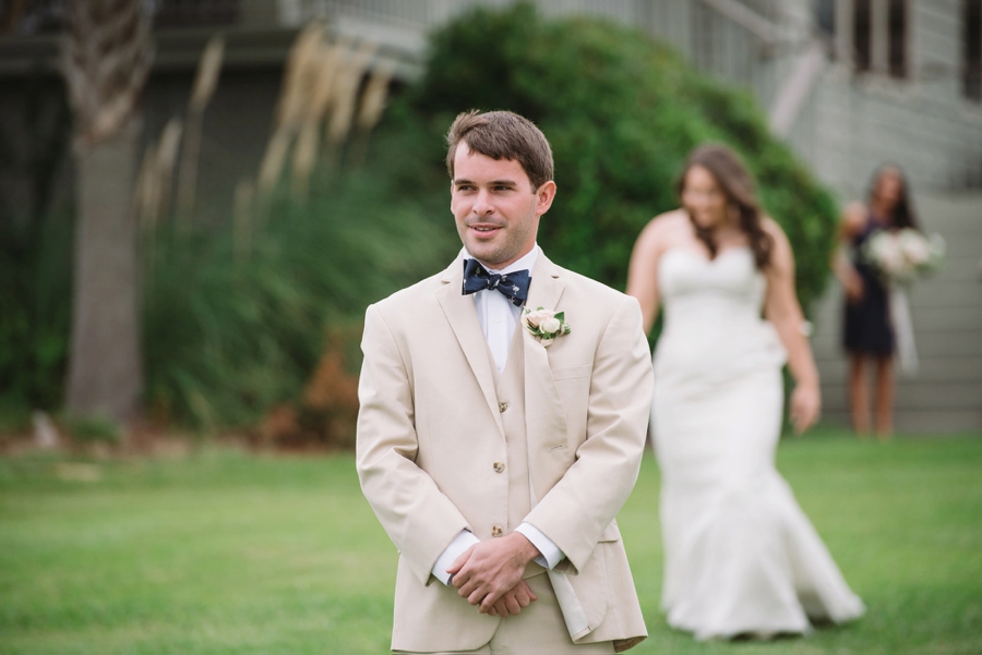 Romantic Lakeside Navy and Blush Wedding via TheELD.com