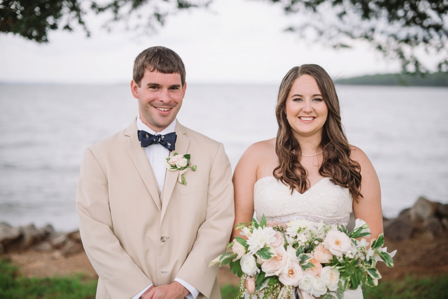 Romantic Lakeside Navy and Blush Wedding via TheELD.com