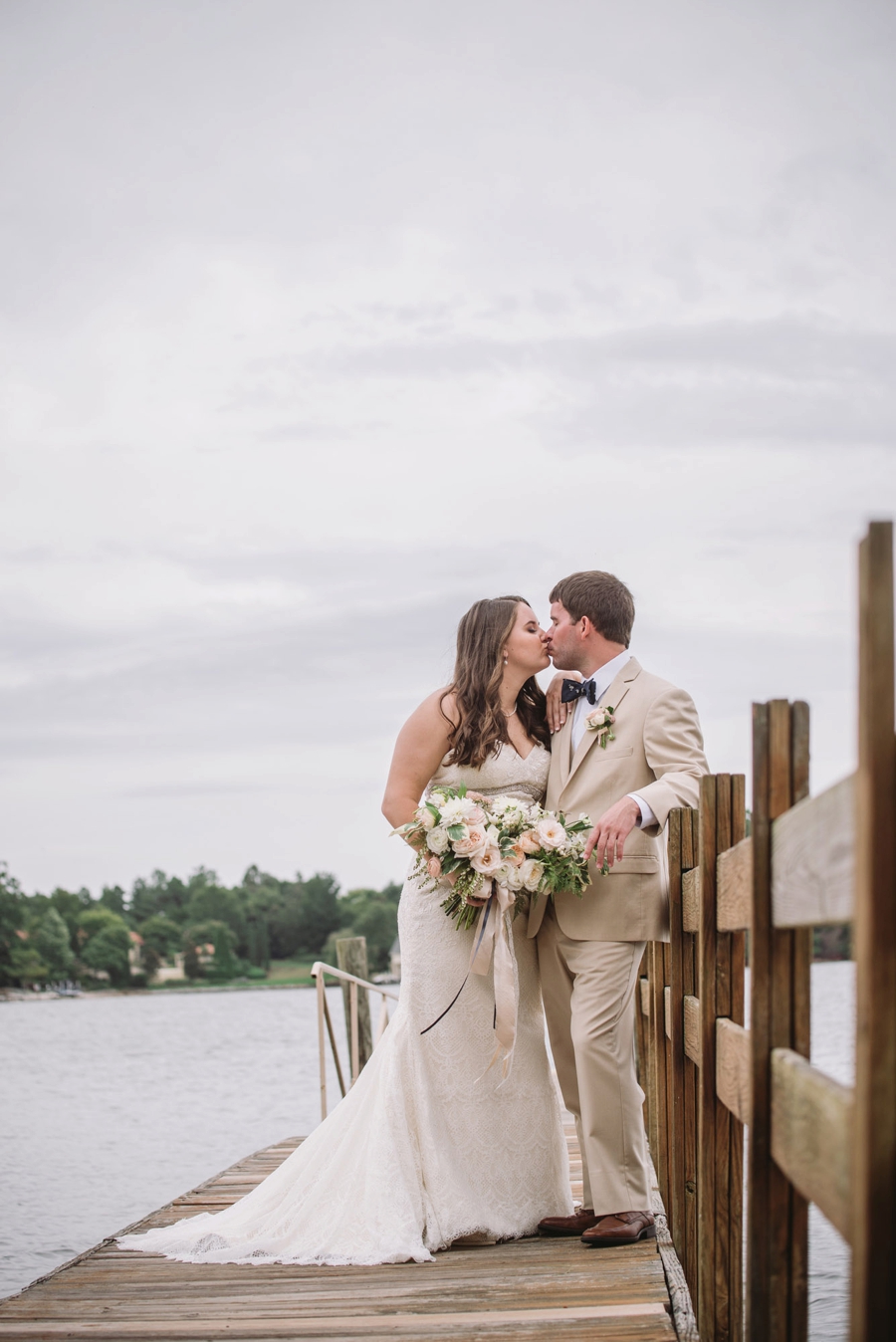 Romantic Lakeside Navy and Blush Wedding via TheELD.com