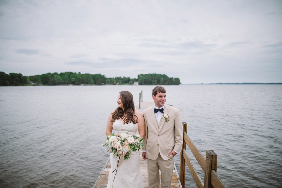 Romantic Lakeside Navy and Blush Wedding via TheELD.com