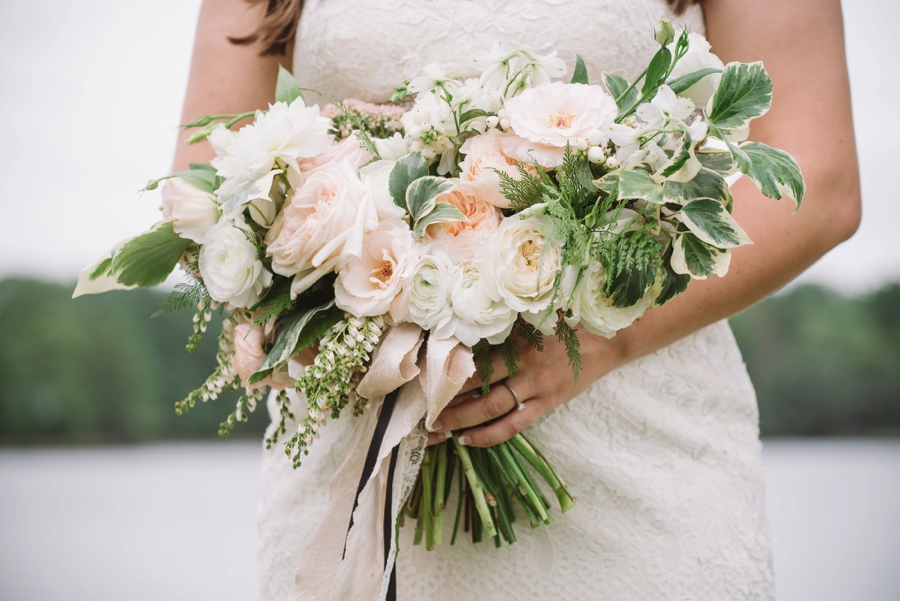 Romantic Lakeside Navy and Blush Wedding via TheELD.com