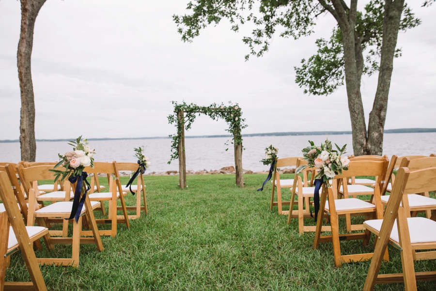 Romantic Lakeside Navy and Blush Wedding via TheELD.com