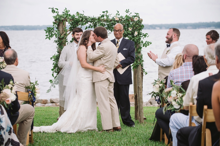 Romantic Lakeside Navy and Blush Wedding via TheELD.com