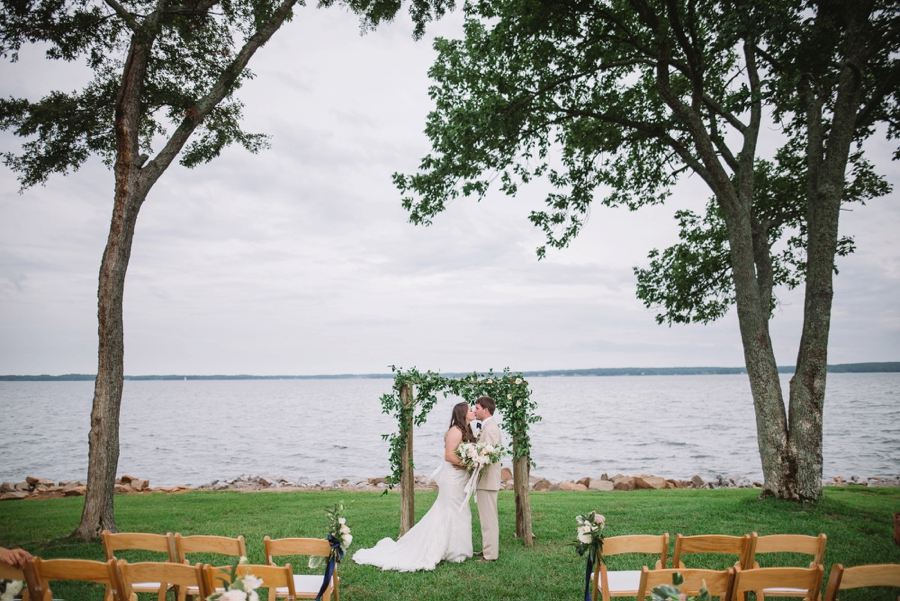 Romantic Lakeside Navy and Blush Wedding via TheELD.com