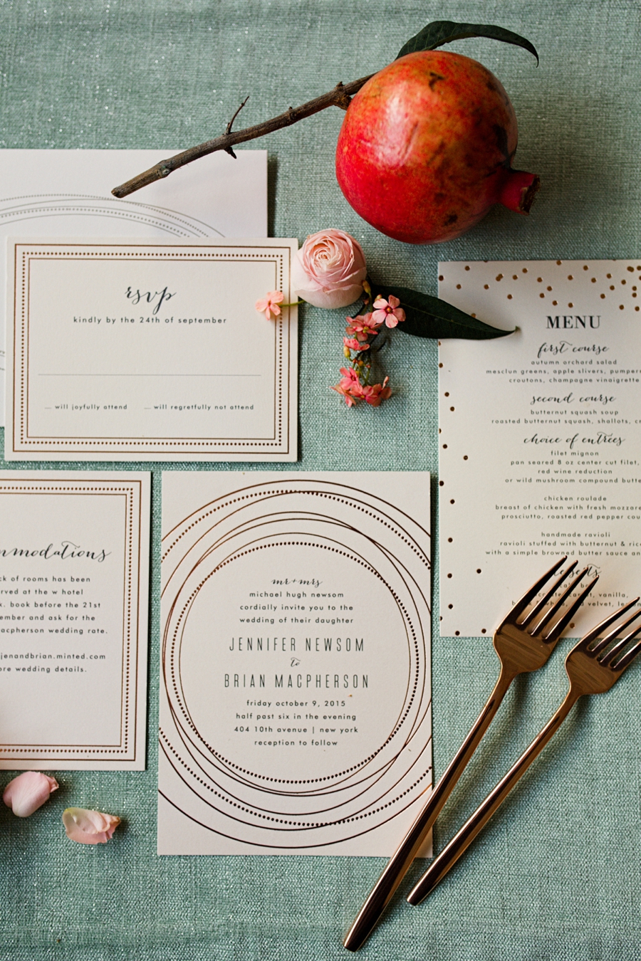 Eclectic Mint and Rose Gold Wedding Ideas With Minted via TheELD.com