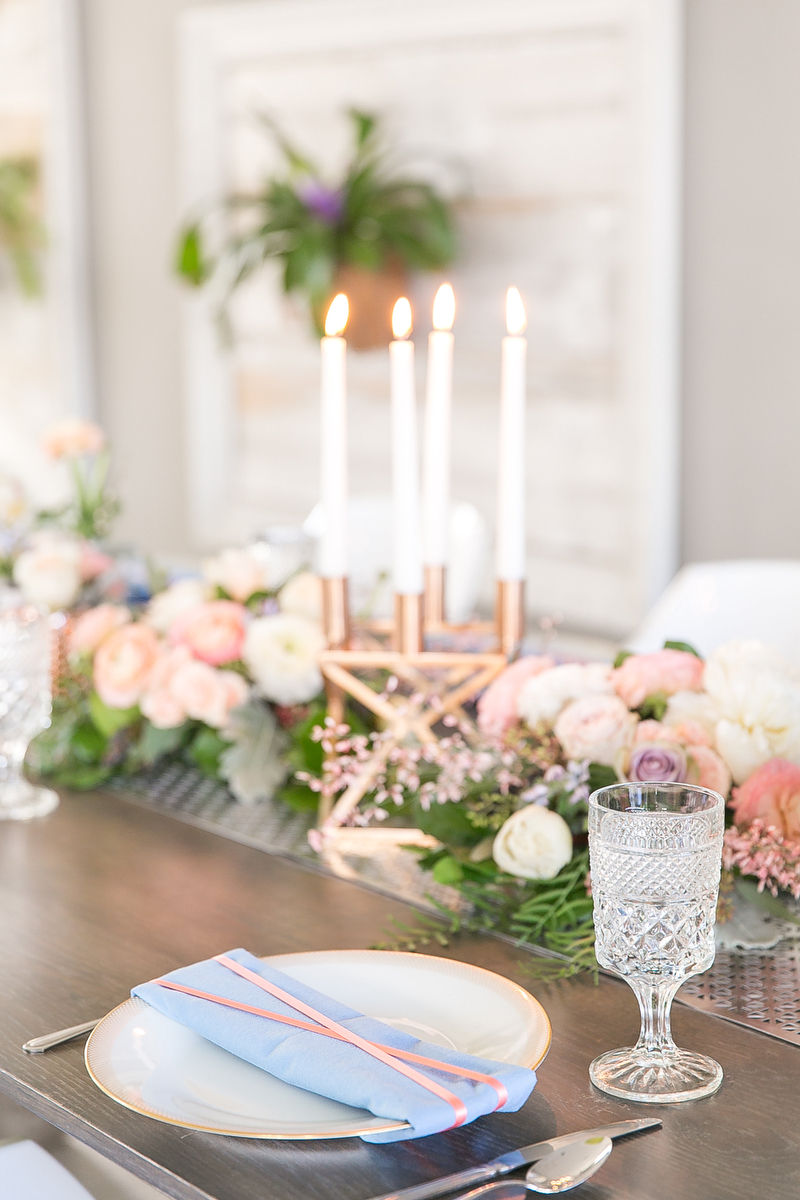 Modern Blush, Blue & Rose Gold Wedding Inspiration via TheELD.com