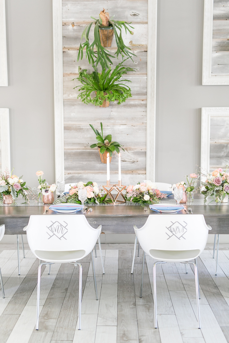 Modern Blush, Blue & Rose Gold Wedding Inspiration via TheELD.com