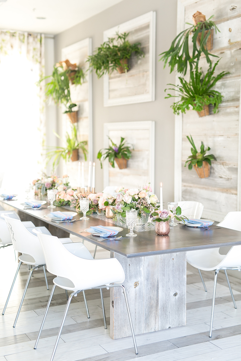 Modern Blush, Blue & Rose Gold Wedding Inspiration via TheELD.com