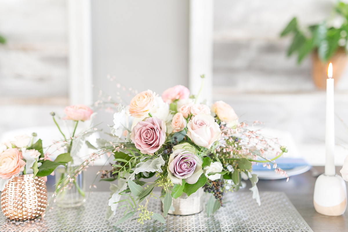 Modern Blush, Blue & Rose Gold Wedding Inspiration via TheELD.com