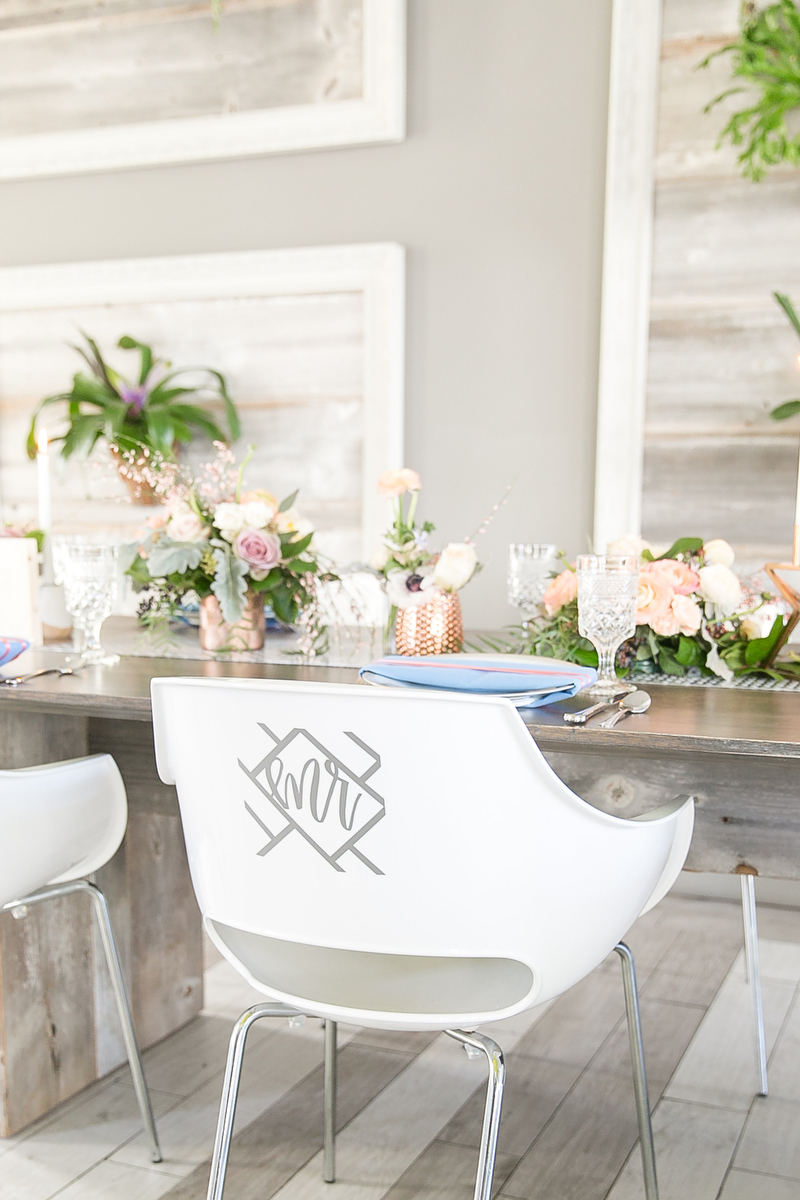 Modern Blush, Blue & Rose Gold Wedding Inspiration via TheELD.com