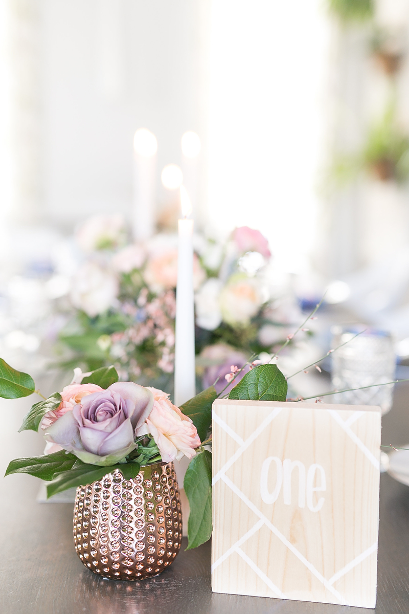 Modern Blush, Blue & Rose Gold Wedding Inspiration via TheELD.com