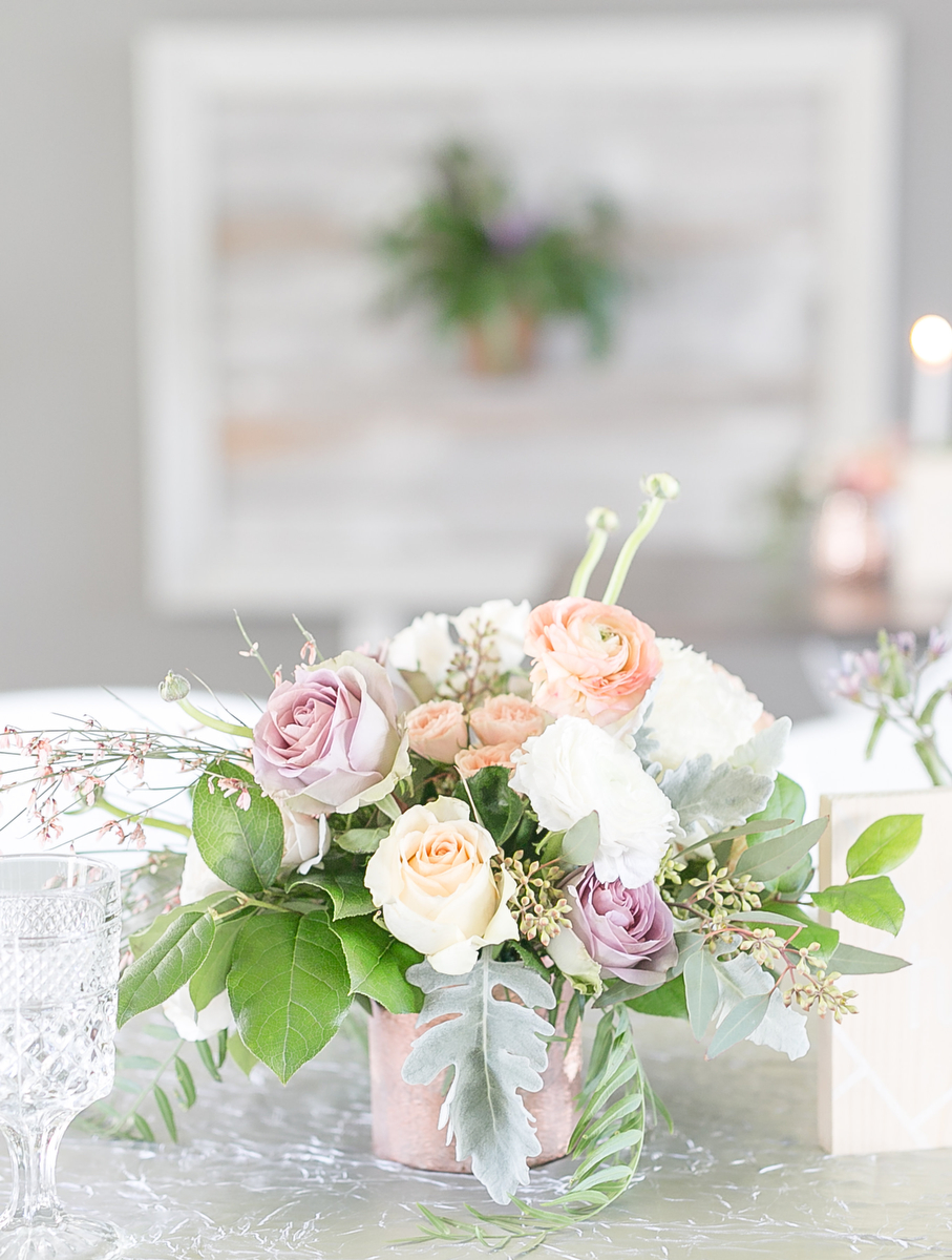 Modern Blush, Blue & Rose Gold Wedding Inspiration via TheELD.com