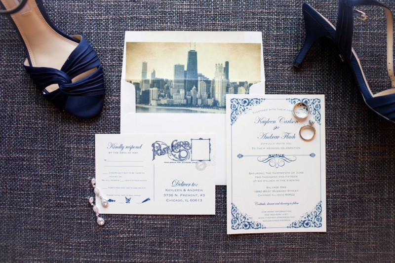 Cheery Yellow and Navy Chicago Wedding via TheELD.com