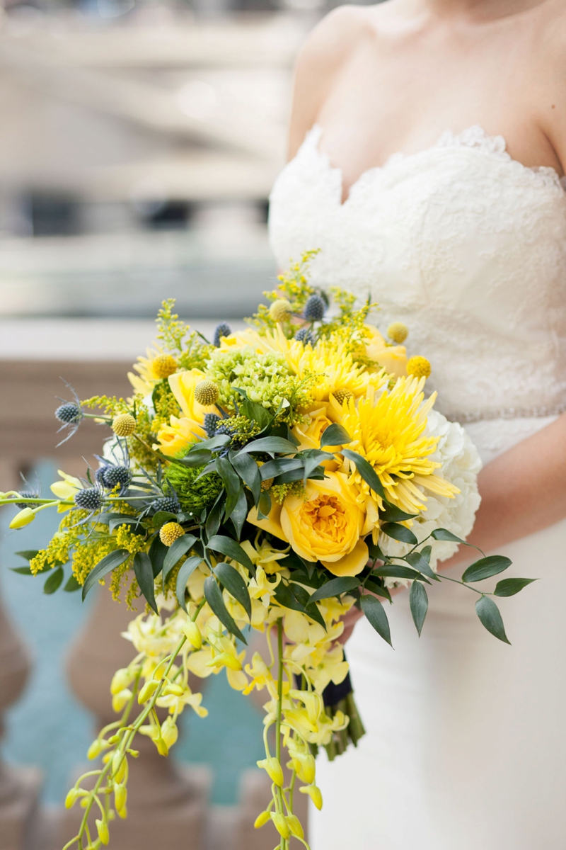 Cheery Yellow and Navy Chicago Wedding via TheELD.com