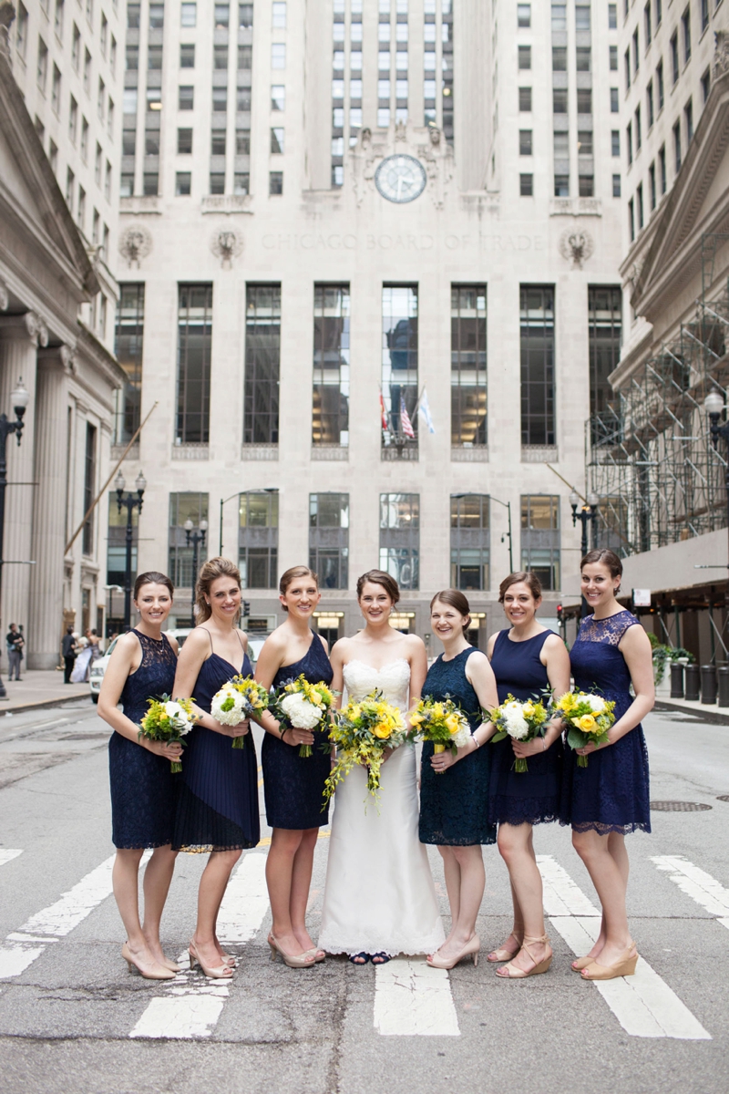 Cheery Yellow and Navy Chicago Wedding via TheELD.com