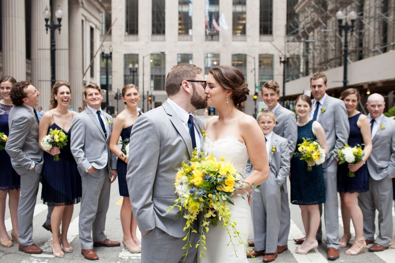 Cheery Yellow and Navy Chicago Wedding via TheELD.com