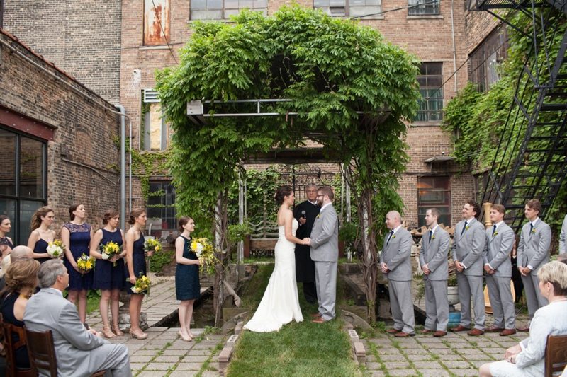 Cheery Yellow and Navy Chicago Wedding via TheELD.com