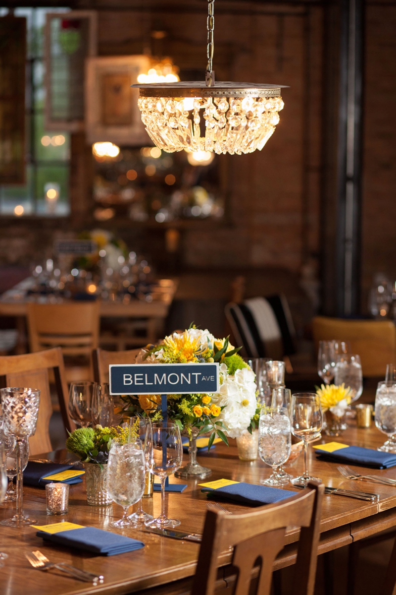 Cheery Yellow and Navy Chicago Wedding via TheELD.com