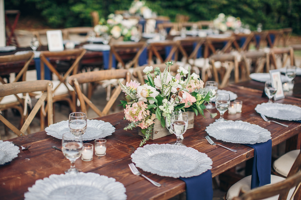 Rustic Romantic Navy and Blush Wedding via TheELD.com