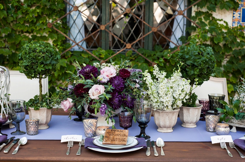 Romantic Purple & Burgundy Wedding Ideas via TheELD.com