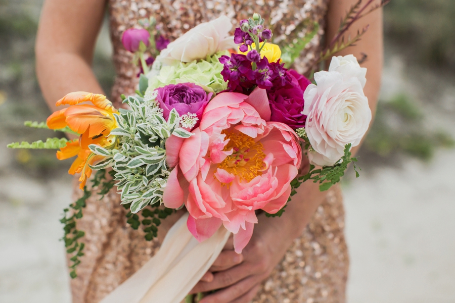 Chic Yellow & Pink Beach Wedding Ideas via TheELD.com