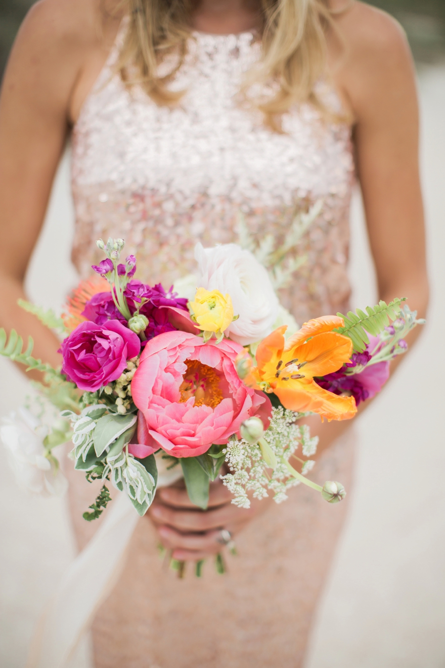 Chic Yellow & Pink Beach Wedding Ideas via TheELD.com