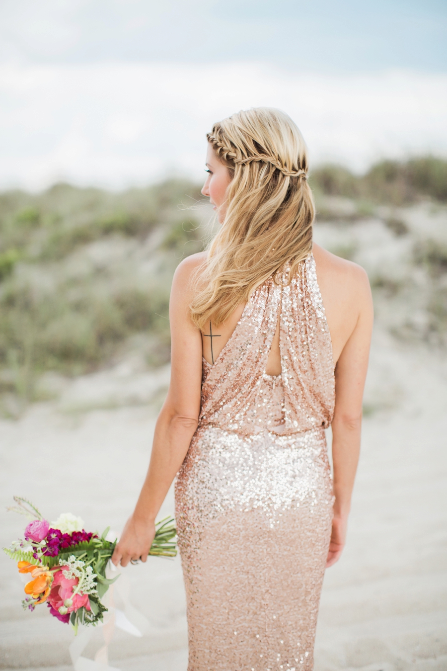 Chic Yellow & Pink Beach Wedding Ideas via TheELD.com