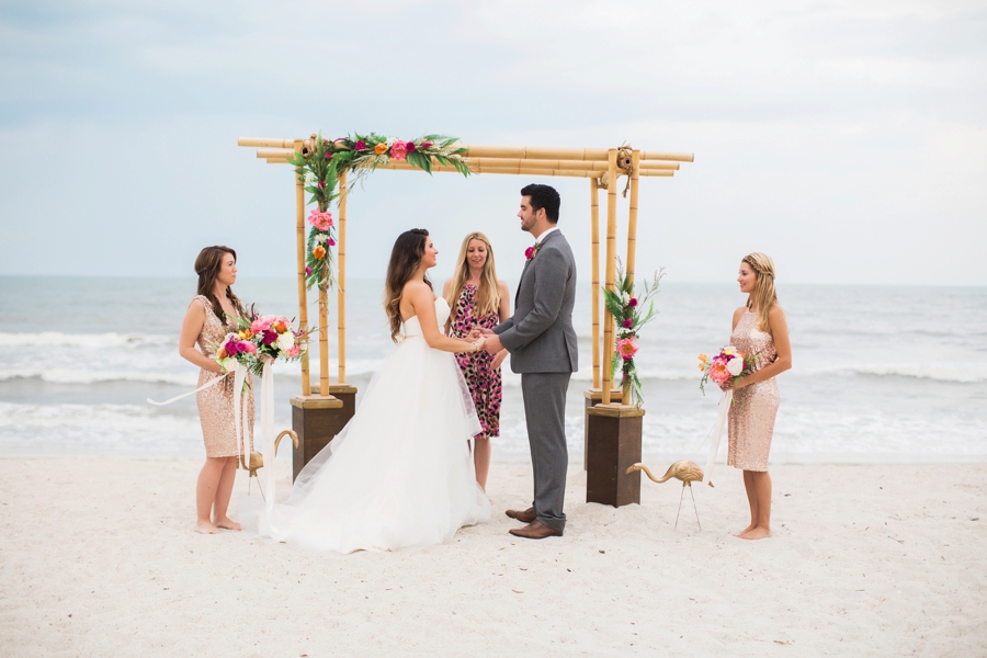 Chic Yellow & Pink Beach Wedding Ideas via TheELD.com