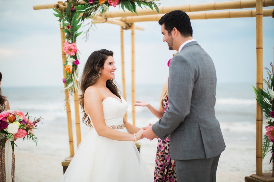 Chic Yellow & Pink Beach Wedding Ideas via TheELD.com