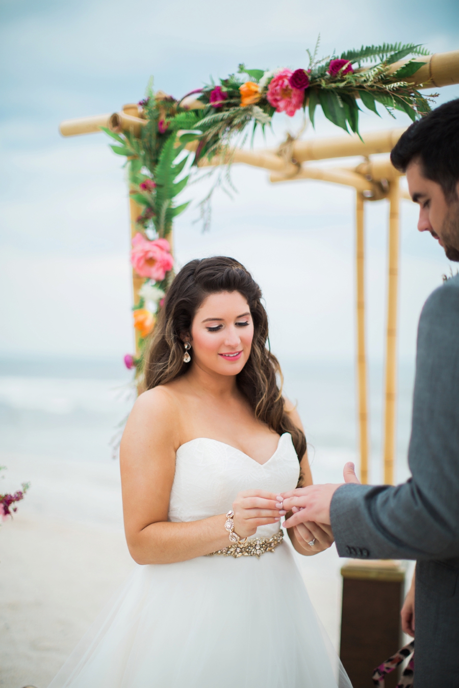 Chic Yellow & Pink Beach Wedding Ideas via TheELD.com