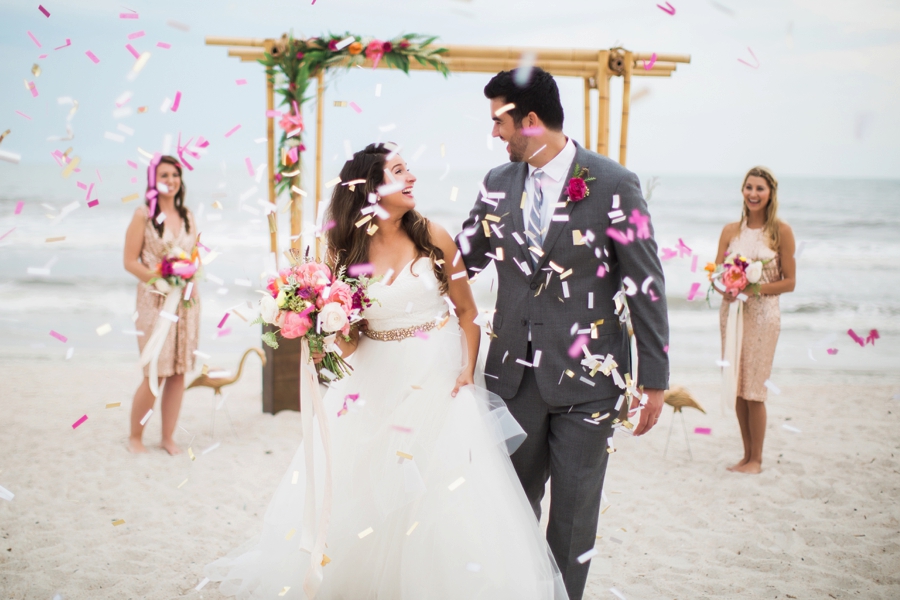 Chic Yellow & Pink Beach Wedding Ideas via TheELD.com