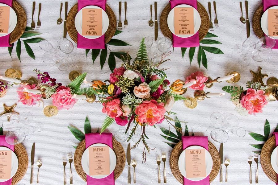 Chic Yellow & Pink Beach Wedding Ideas via TheELD.com