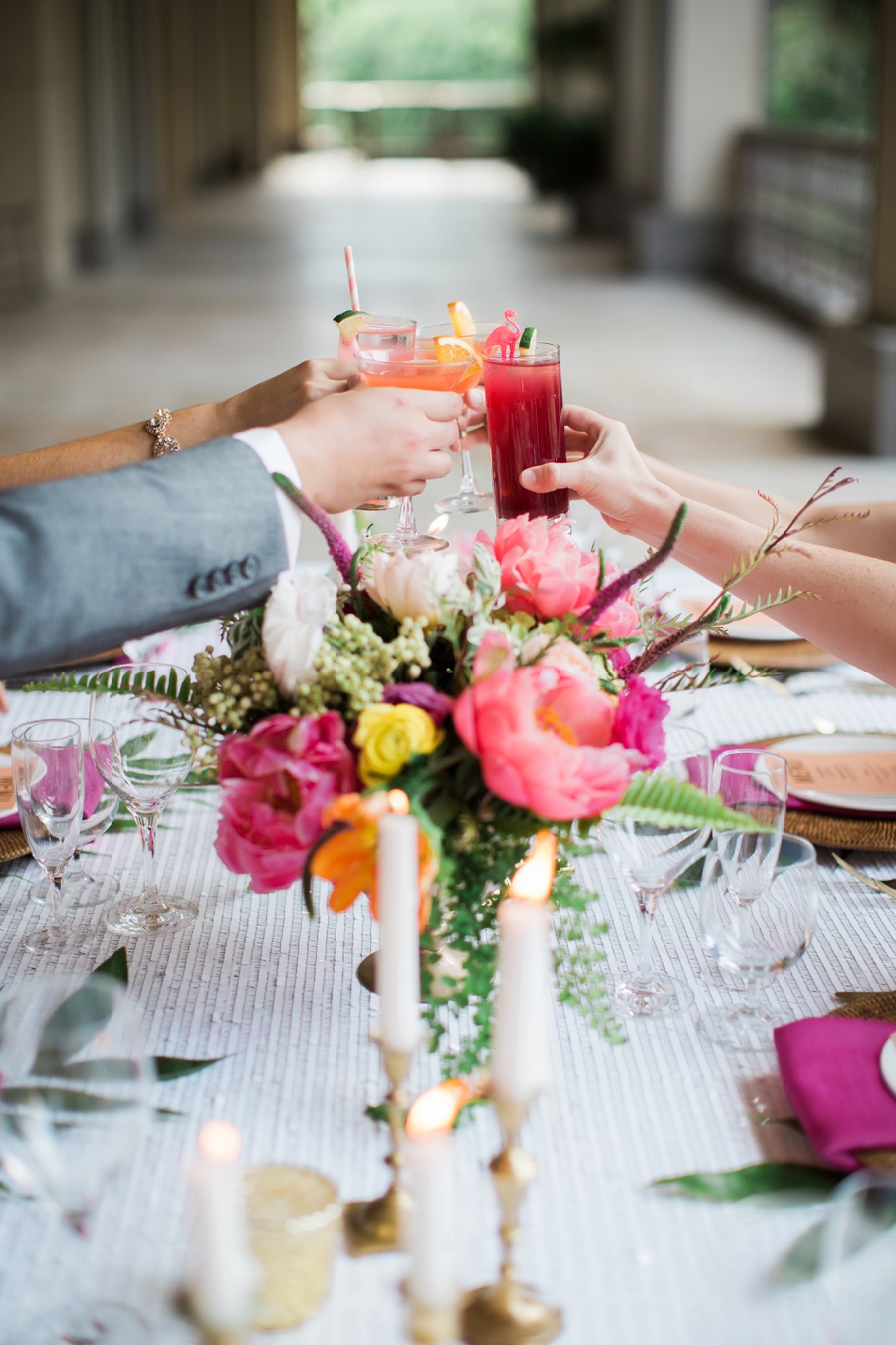 Chic Yellow & Pink Beach Wedding Ideas via TheELD.com