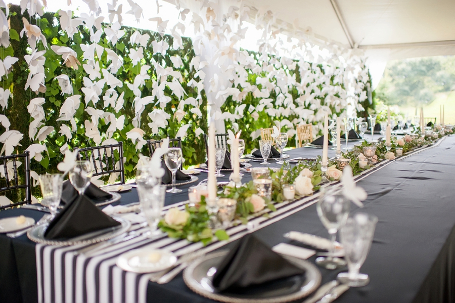 Glamorous Black & White Backyard Wedding via TheELD.com