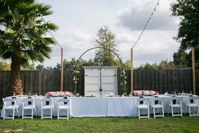 Pink & Navy Vintage Rustic Backyard Wedding via TheELD.com