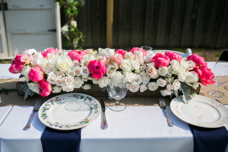 Pink & Navy Vintage Rustic Backyard Wedding via TheELD.com