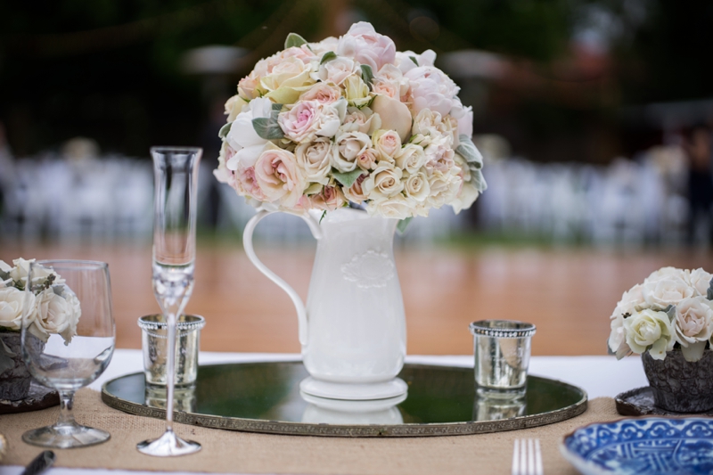 Pink & Navy Vintage Rustic Backyard Wedding via TheELD.com