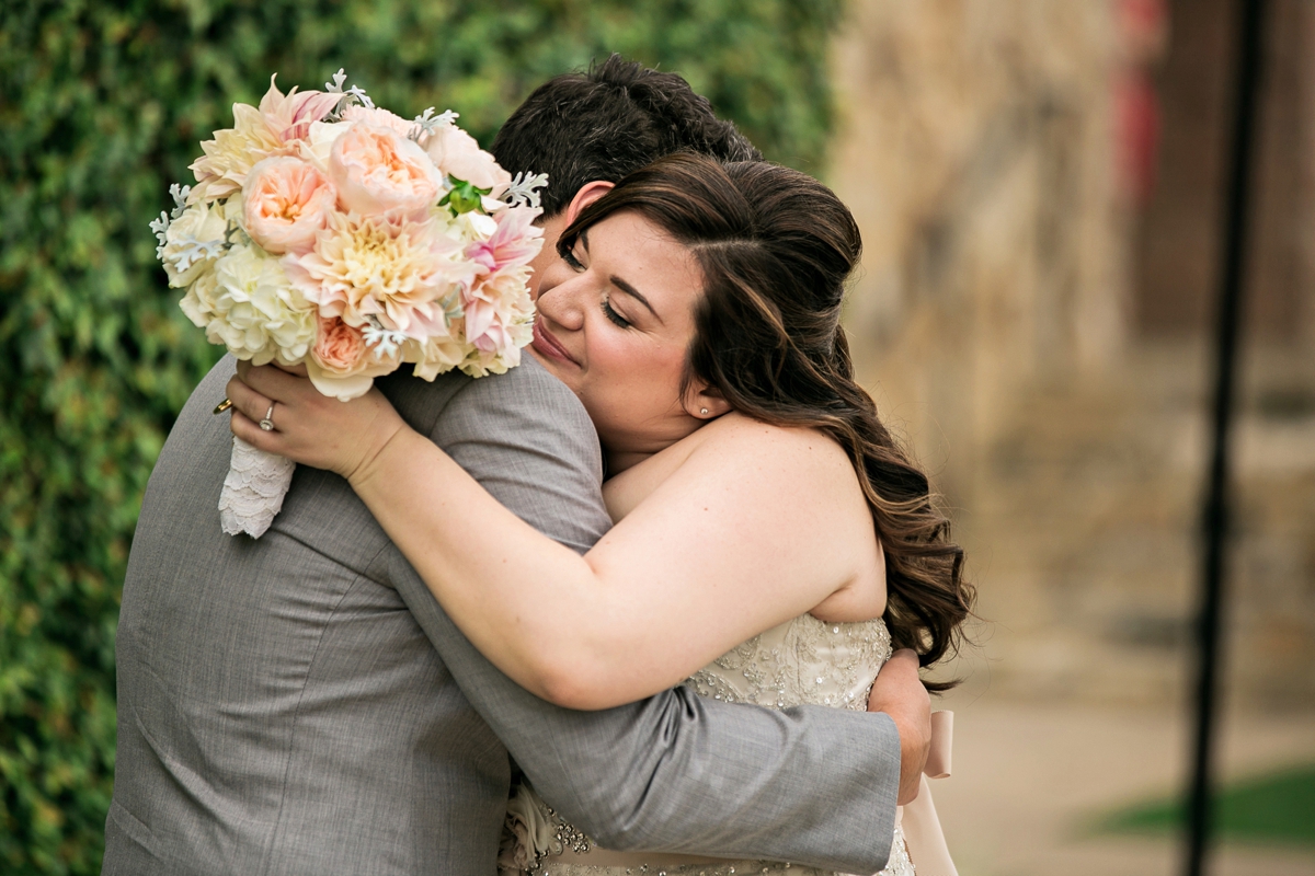 Romantic Peach & Gold Garden Wedding via TheELD.com