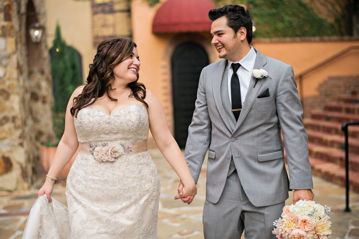 Romantic Peach & Gold Garden Wedding via TheELD.com