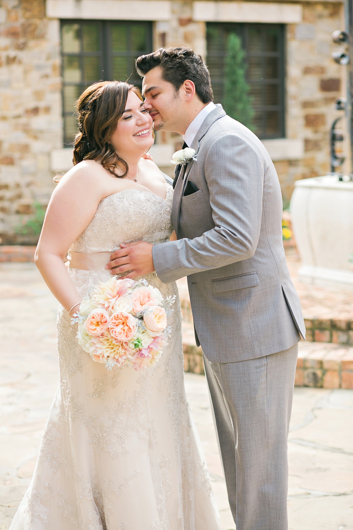 Romantic Peach & Gold Garden Wedding via TheELD.com