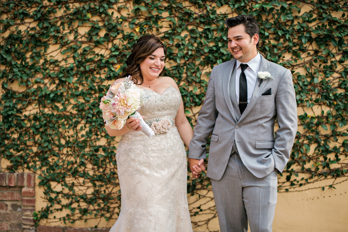 Romantic Peach & Gold Garden Wedding via TheELD.com