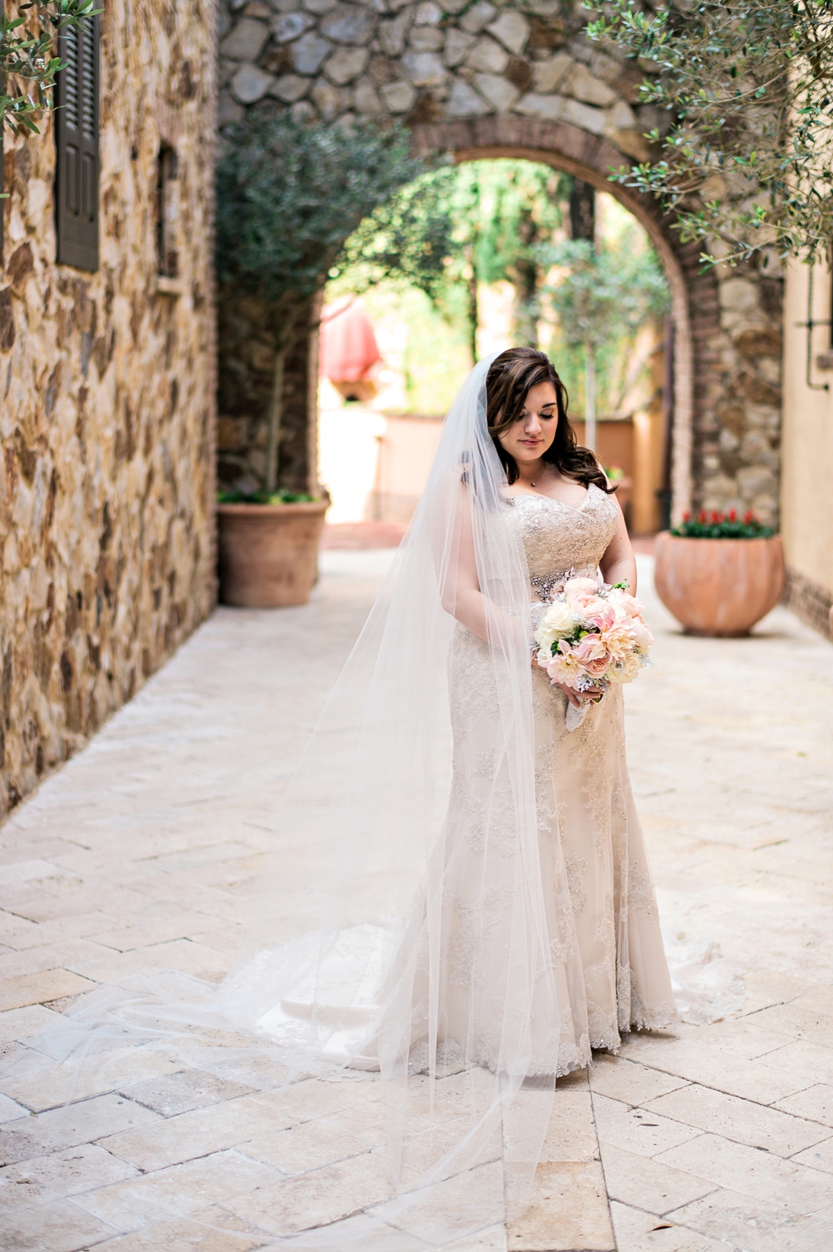 Romantic Peach & Gold Garden Wedding via TheELD.com