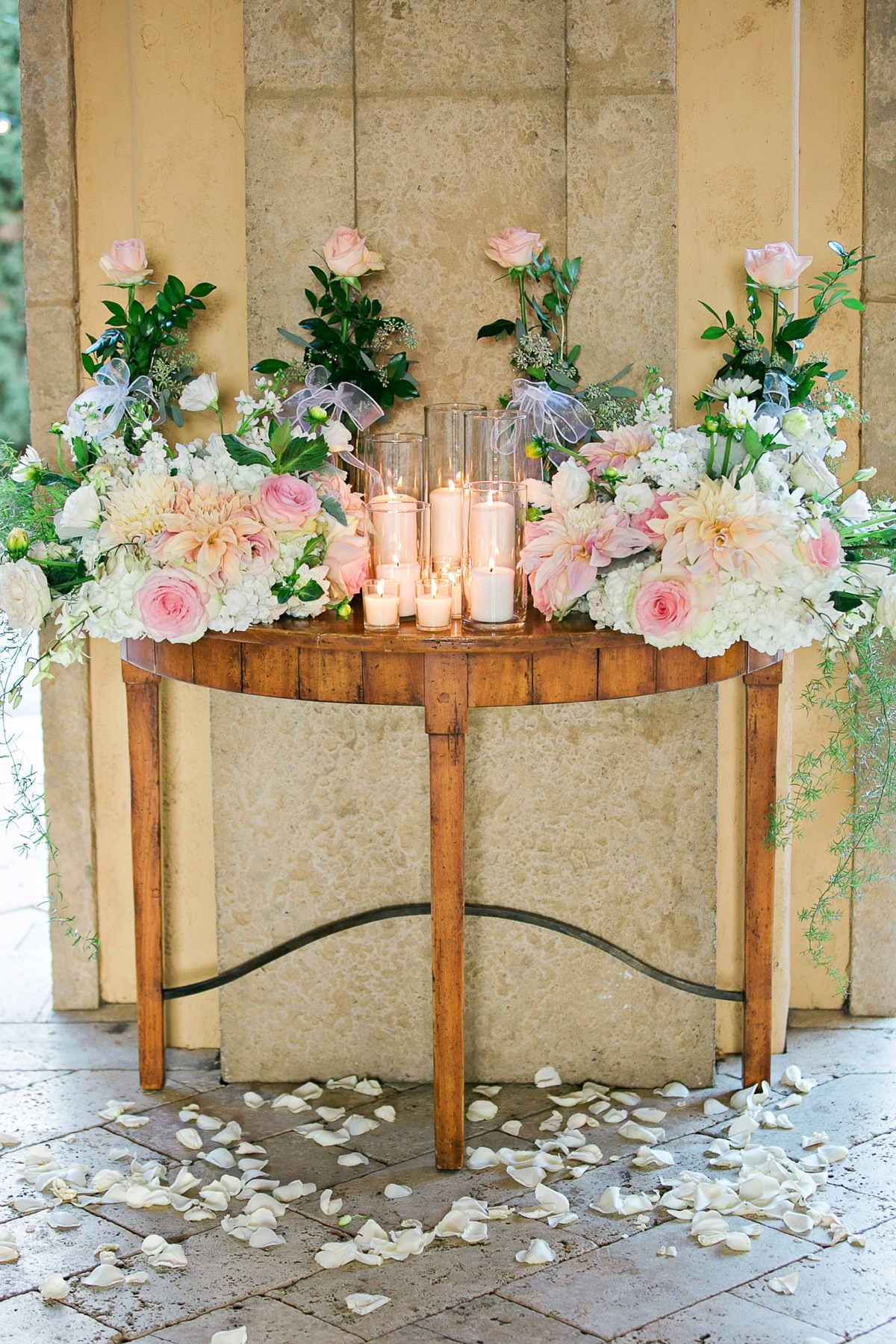 Romantic Peach & Gold Garden Wedding via TheELD.com