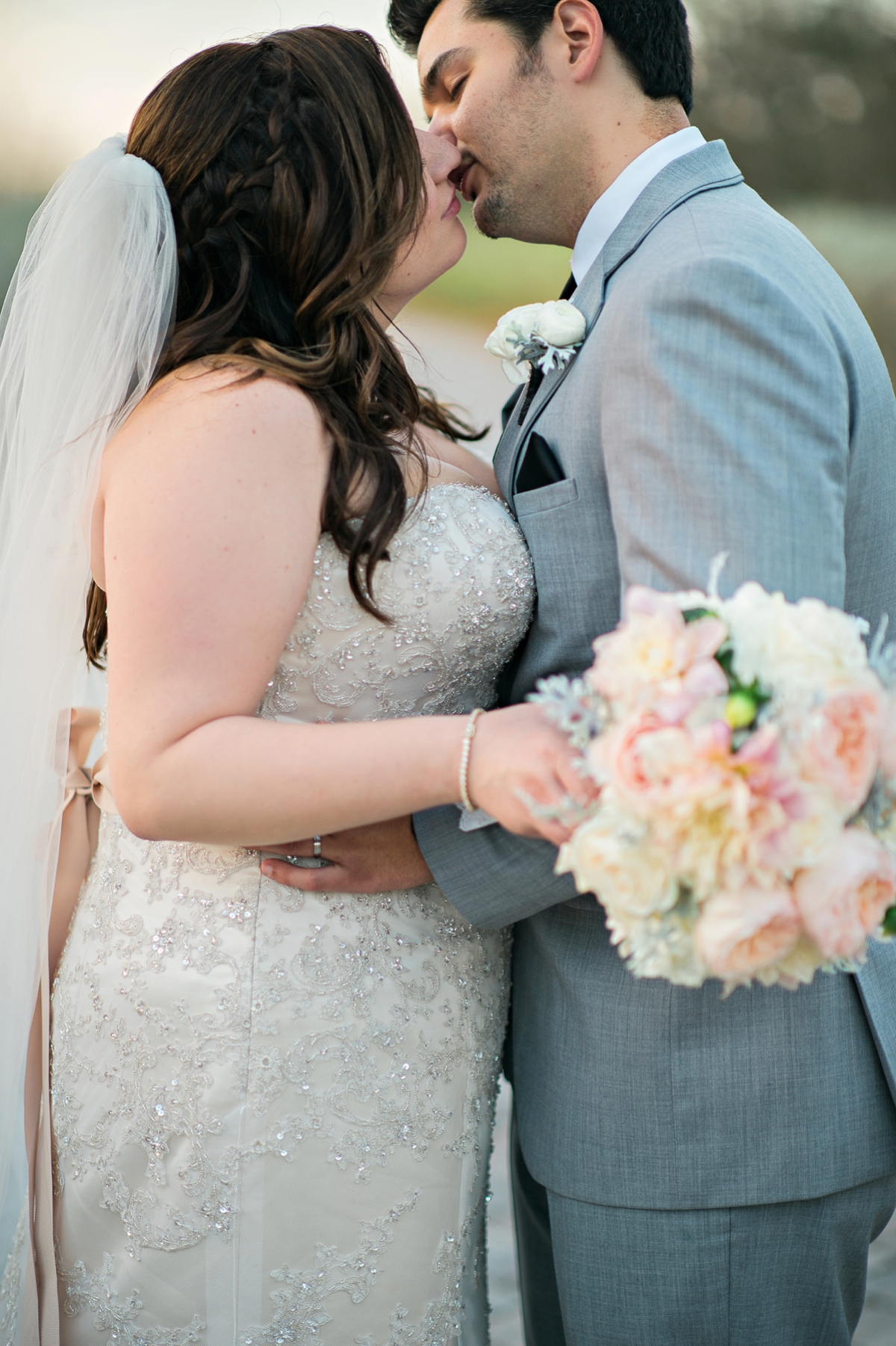 Romantic Peach & Gold Garden Wedding via TheELD.com