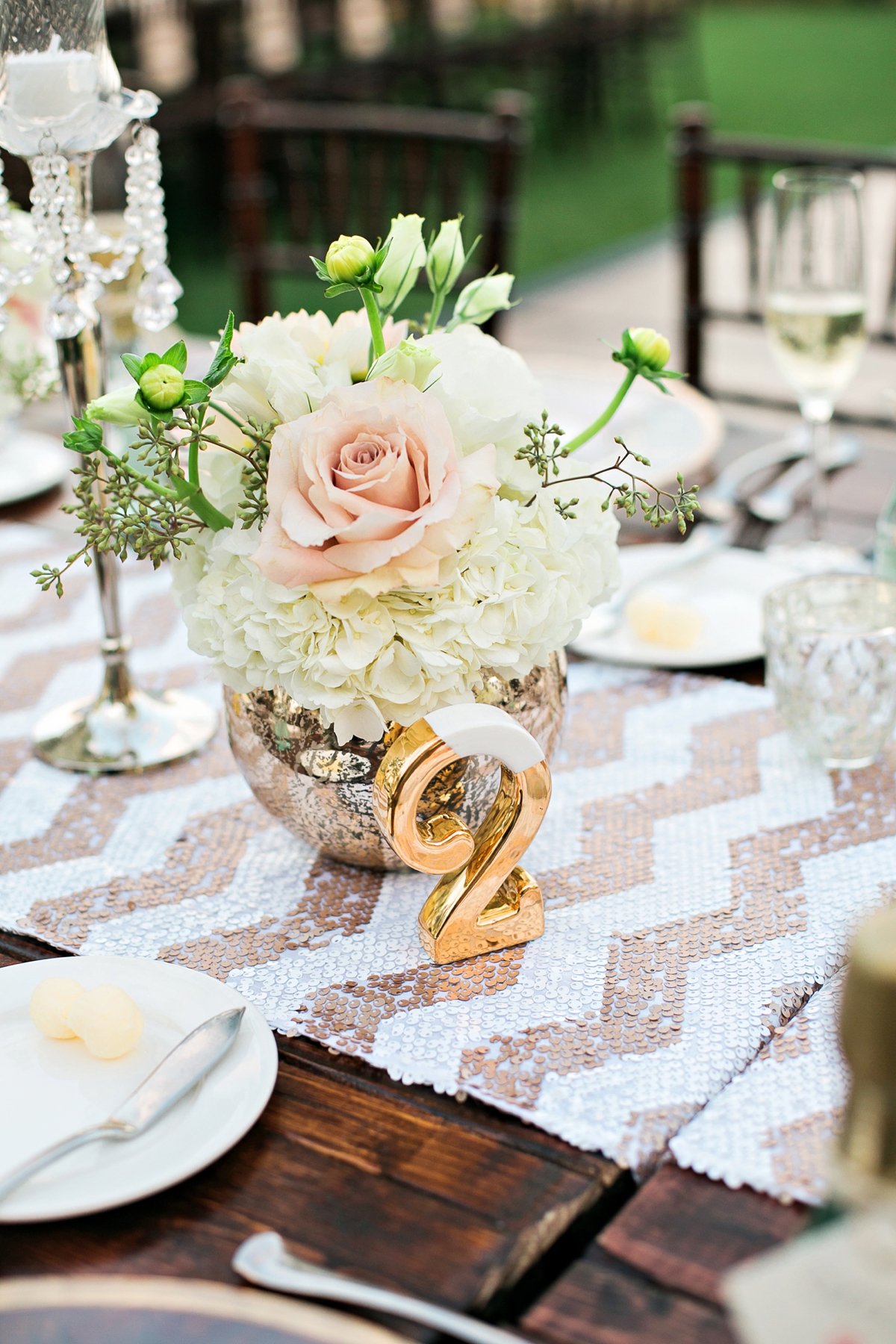 Romantic Peach & Gold Garden Wedding via TheELD.com