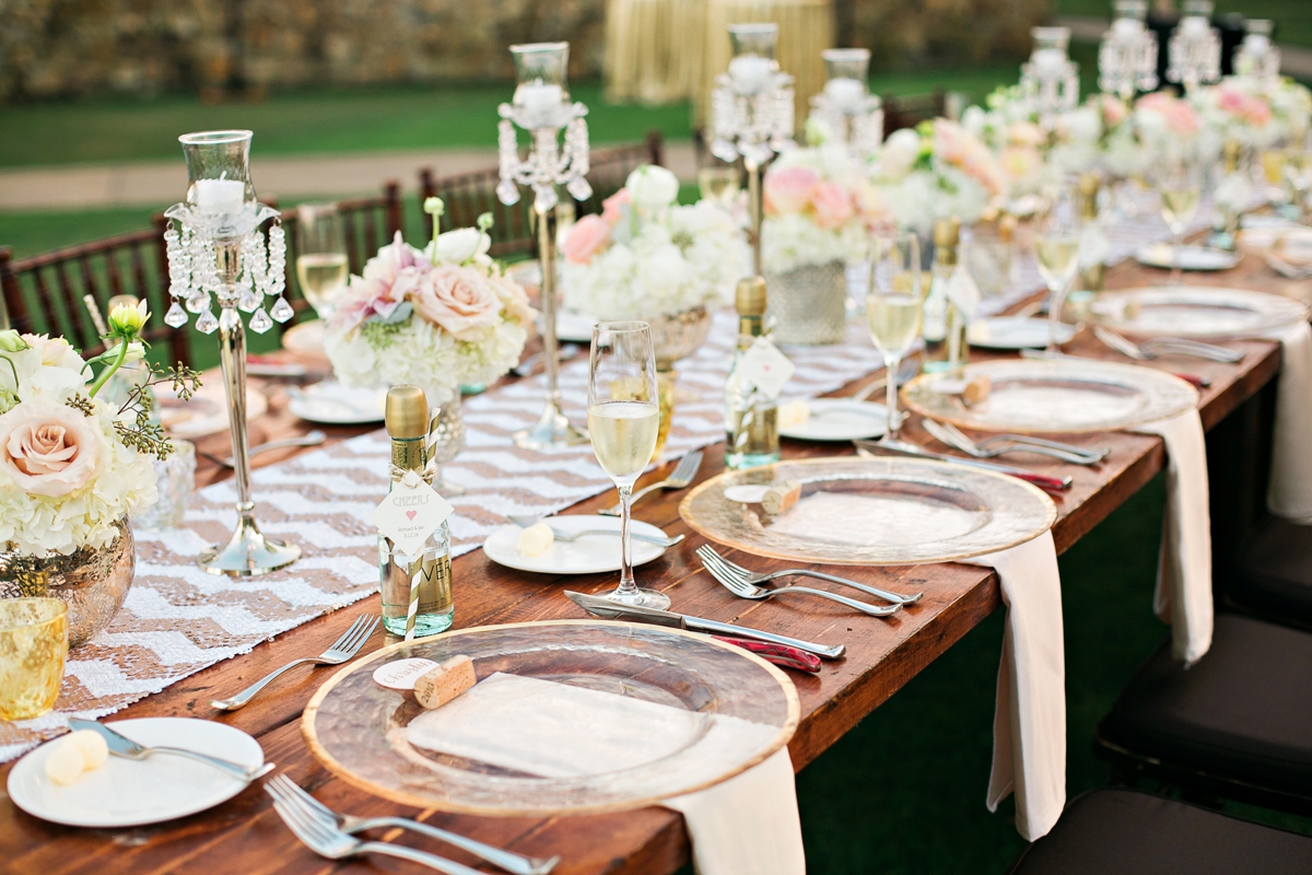 Romantic Peach & Gold Garden Wedding via TheELD.com